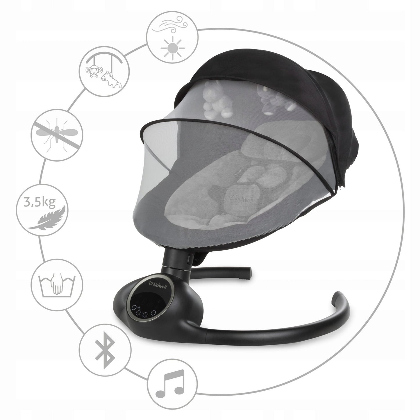 Supama kėdutė „Kidwell Reve“ su Bluetooth funkcija.