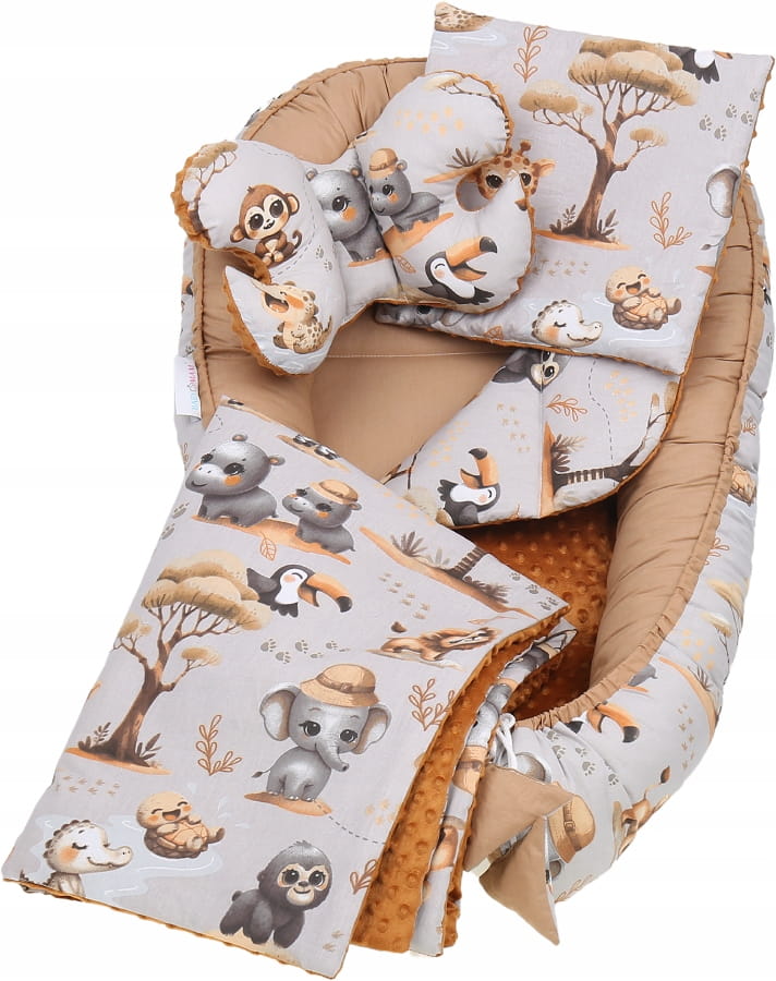 Lizdelis kūdikiui su elegantišku „Jungle Adventure“ raštu.