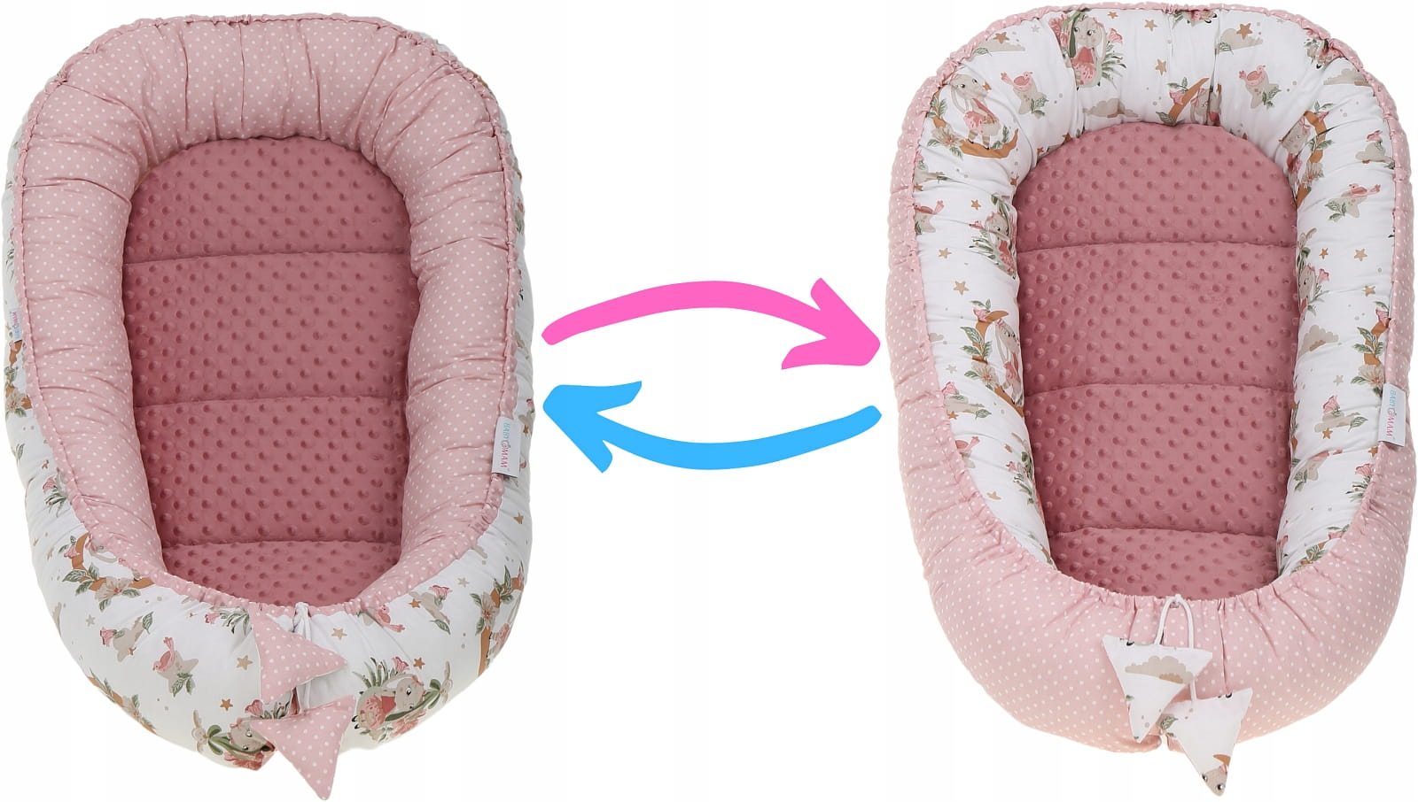 Dvipusis kūdikio lizdelis su elegantišku „Dreamland“ dizainu.